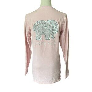 Ivory Ella - Long Sleeve Light Pink with Teal Paisley Logo - Size S